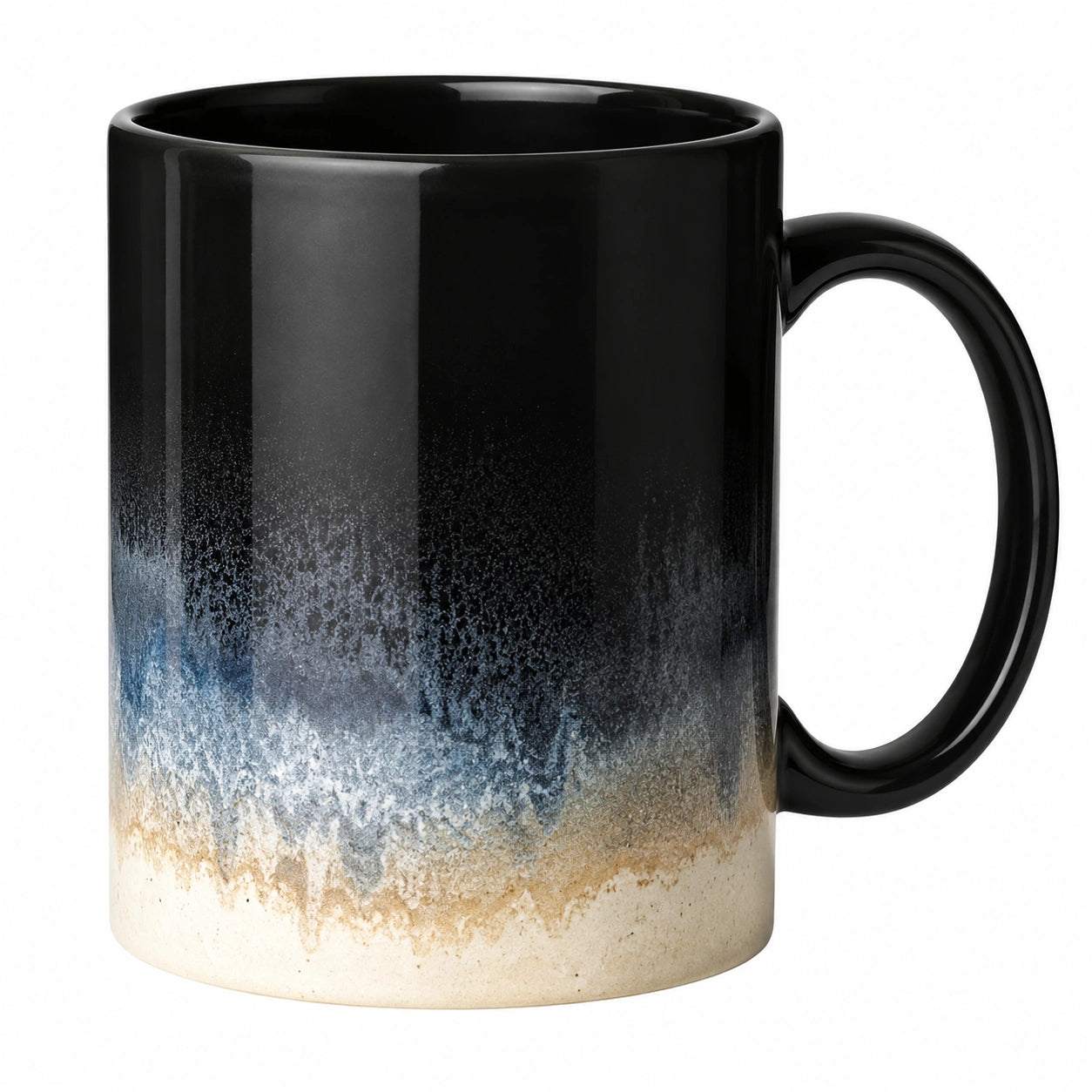 Keramiktasse 350 ml mit Farbverlauf Schwarz/Blau/Braun