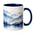 Blaue Keramiktasse mit Landschaftsmotiv 350ml