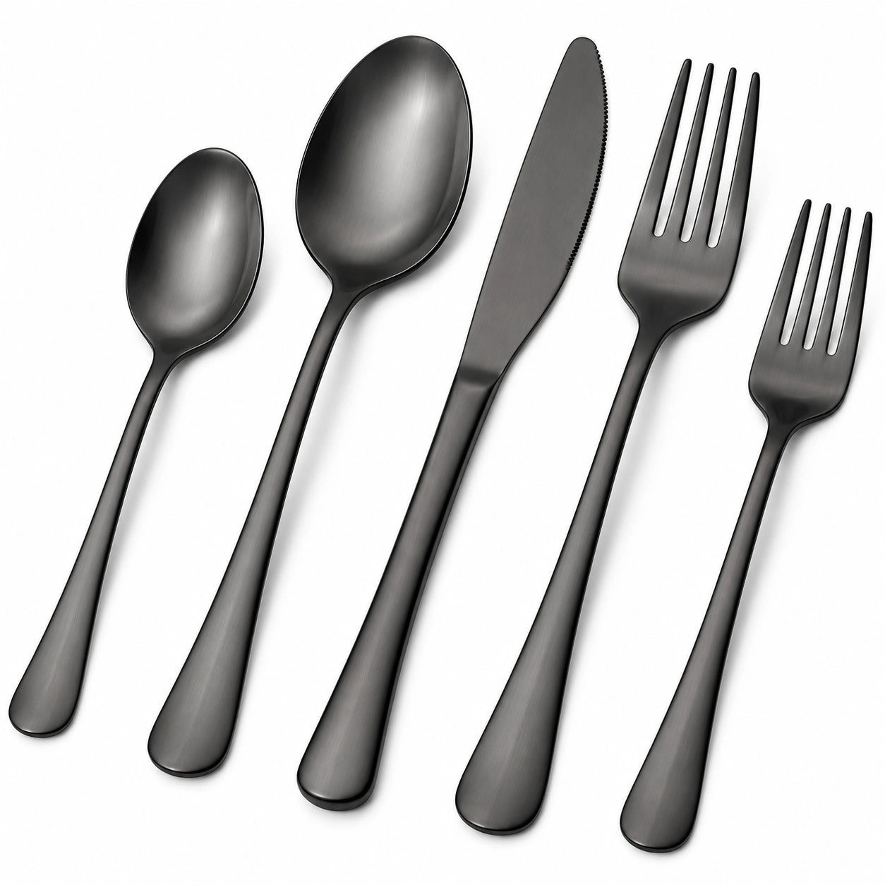 5-teiliges Schwarzes Mattes Besteckset