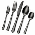 5-teiliges Besteck-Set Schwarz Matt