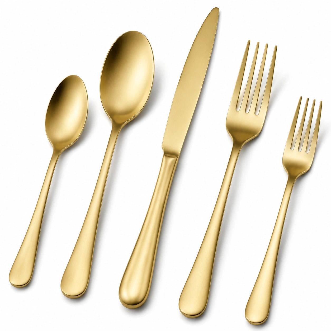 5-teiliges Besteckset in poliertem Gold Edelstahl