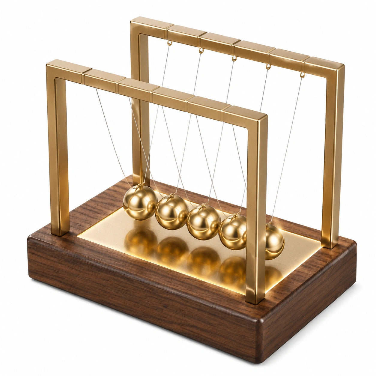 Newton Pendel Gold mit Holzfuß
