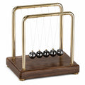 Newton-Pendel aus Holz und Metall, Gold/Dunkelbraun/Schwarz