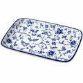 Rechteckiger Porzellanteller mit Blauem Blumenmuster, 30x20cm