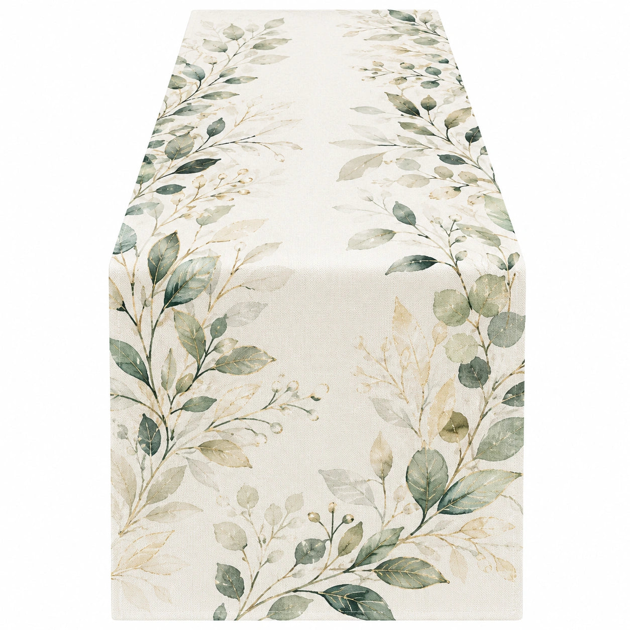 Tischläufer Blätter Beige Grün 150x40 cm